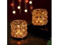 TIED RIBBONS Pack of 2 Crystal Tealight Candle Holder Centerpieces Votive Candle Holders for Dining Table (5.5 cm X 5.5 cm) - Decorations Items for Home Office Rs. 399 - Amazon