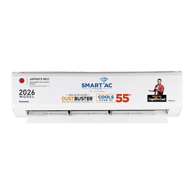 [SBI/Axis CC EMI ] Panasonic 2.0 Ton 4 Star New Star rated Premium WiFi Inverter Smart Split AC (DustBuster Tech,Matter Enabled,AI,Higher Airflow, Copper Cond., 8in1 Convertible,4-Way,PM0.1 Filter,CS/CU-NU24BKY4W,White) Rs. 52990 - Amazon