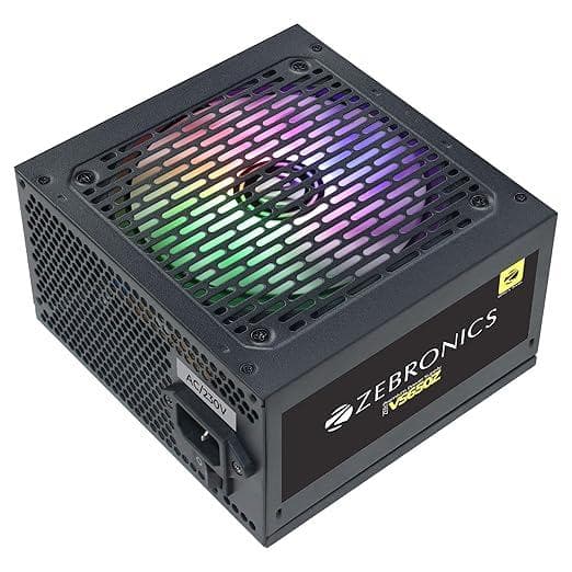 Zebronics Premium Power Supply, Long Flat Cables, Silent 120mm Fan 12V 45A, 6+2 PCIe, 4+4 CPU, 4 x SATA, 2 x MOLEX, Multicolor LED Light, Built-in Protections (VS650Z) Rs. 2299 - Amazon