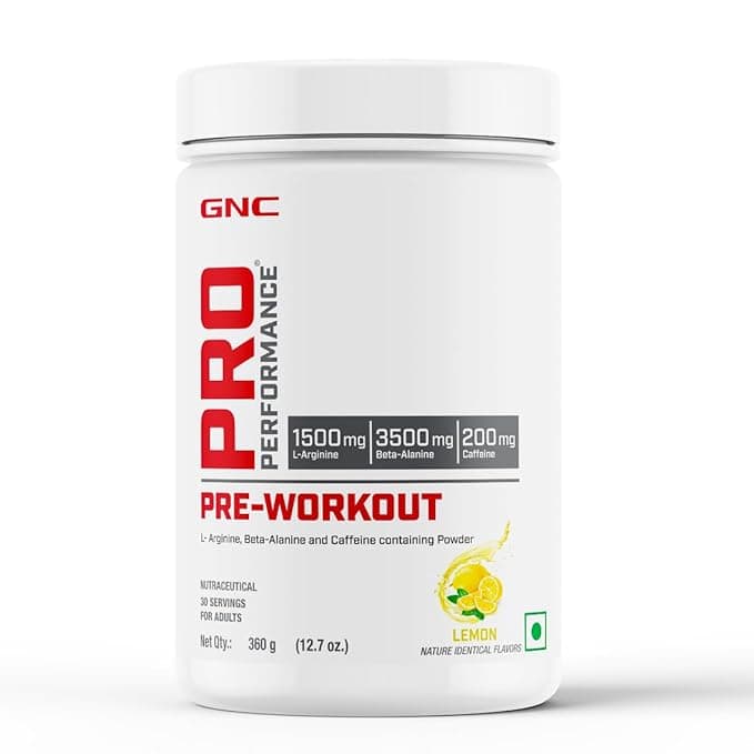 GNC Pro Performance Pre-Workout | 360 gm | 30 Servings | Boosts Pump & Energy | Speeds Up Recovery | 1500 mg L-Arginine | 3500 mg Beta-Alanine | 200 mg Caffeine | Lemon Rs.989 @ Amazon