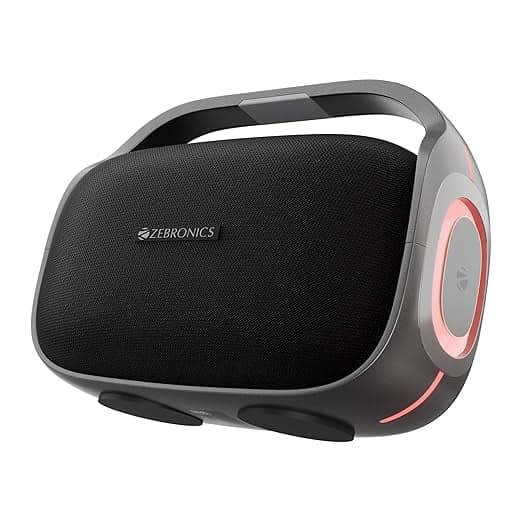 [HDFC CC] ZEBRONICS 2026 Launch 60W Bluetooth Speaker, Upto 6Hrs Playback, Dual 78mm Drivers, Dual Passive Radiators, Multicolor LED Light, TWS, BT v5.3, USB, AUX, Type-C (Sound Feast 270, Grey & Silver) Rs. 2700 - Amazon