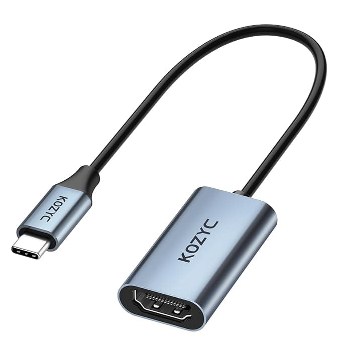 [Apply 2% Coupon] KOZYC USB C to HDMI 4K Adapter, Type-C to HDMI Converter, Compatible with Thunderbolt 3, DP 1.2/1.4 alt Mode Support 4K 30Hz, 3D, Copy & Extended Display for Laptop, MacBook Pro, UHDTV, etc Rs. 263 - Amazon