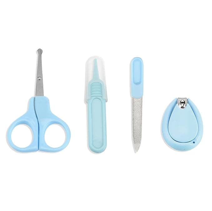 Chipmunks Grooming Kit for New Born Baby - Nail Cutter - Rounded Scissors - Baby Nail Filer - Tweezer - Kids Accessories Set - Ideal for Travelling & Home Use - Accessories Set To Keep Infants & Toddlers Clean - Perfect Nursery Gift (Blue, Pack of 4) Rs. 110 - Amazon