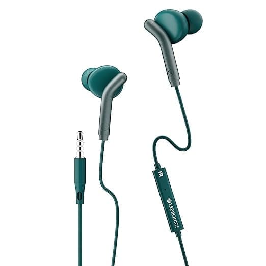 ZEBRONICS BRO 3.5mm Wired Earphones, in-Line MIC, Deep Bass, 1.2m Strong and Long Lasting Cable, Light Weight, Compatible with Mobile | Tablet | Laptop (Green) Rs. 139 - Amazon