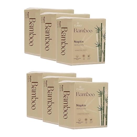 Bamboo Napkin | 1-Ply | 100 Pulls | Bamboo Rich Pulp | OBA Free | Gentle & Soft (Pack Of 6) Rs. 165 - Amazon