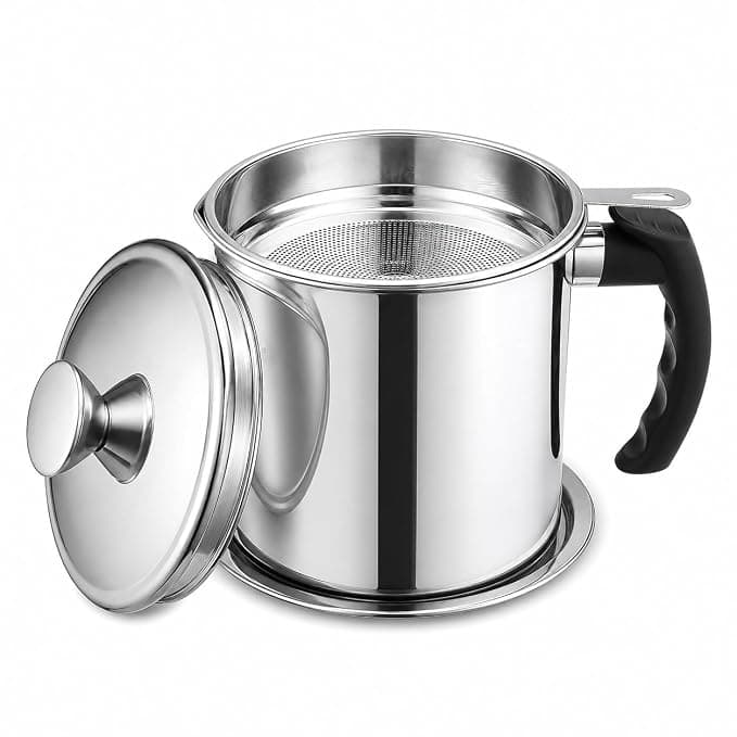 Zyphen Stainless Steel Oil Strainer Pot with Fine Mesh Filter & Lid | Reusable Cooking Oil Storage Container | Grease Keeper for Kitchen | Oil Separator Can for Frying Oil Rs.349 @ Amazon