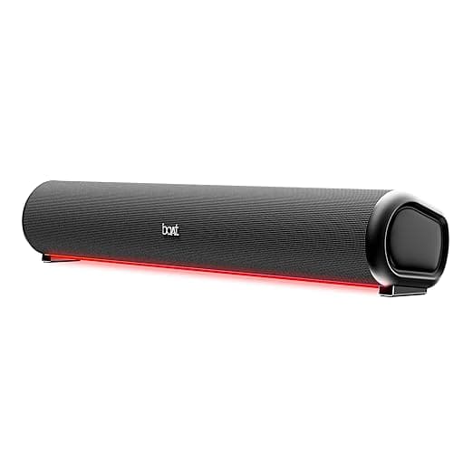 boAt Aavante Bar 950 Bluetooth Soundbar w/ 40W Signature Sound,RGB,Dual Passive Radiators, Up to 7 hrs Playback, Free Music Streaming on JioSaavn, Bluetooth Sound Bar, Soundbar Speaker (Premium Black) Rs. 1999 - Amazon