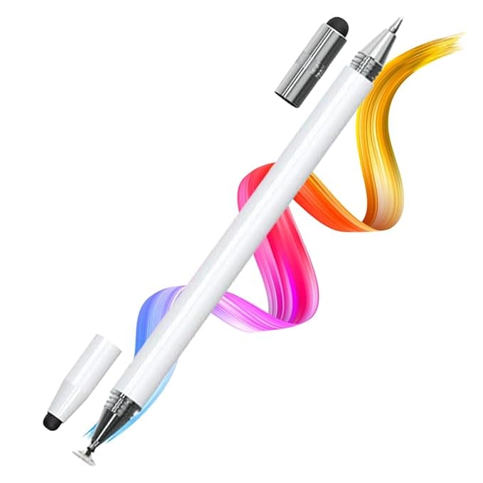 Elfora 4-in-1 High Precision Universal Capacitive Stylus Pen for Touch Screens with Pen Functionality | Lightweight Aluminum Body | Fine Point Disc Tip | Compatible for iOS, Android & Windows (White) Rs.299 @ Amazon