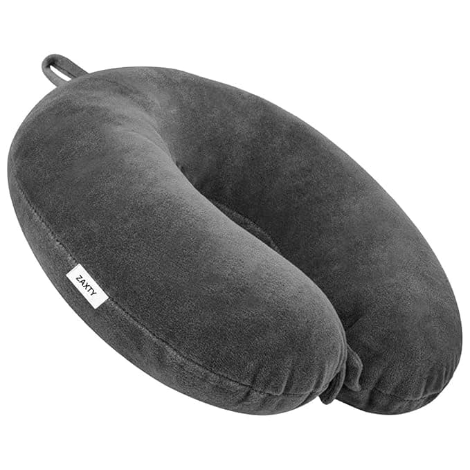 Soft Fibre Filled Neck Pillow for Car, Train, Flight Travel, Neck Support Rest Pillow with Attachable Snap Strap | Pack of 1 Rs. 100 - Amazon