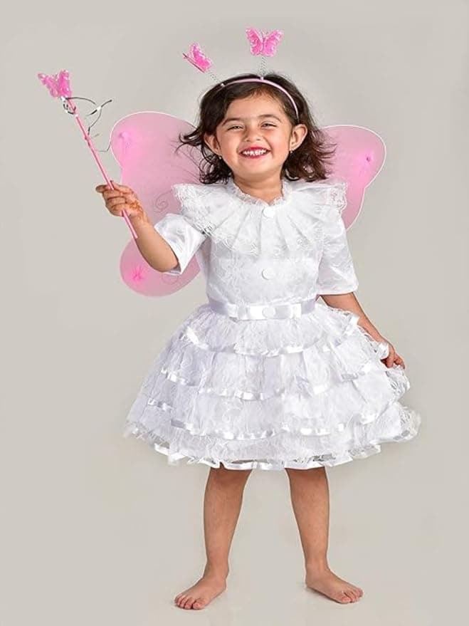 BookMyCostume Net/Nylon Fairy Angel with Pink Wings Girls Kids Fancy Dress Costume 5-6 Years Rs. 218 - Amazon