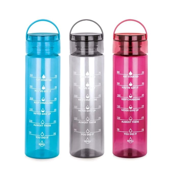 ATTRO Oxy Motivational 1000ml Water Bottle - Time Markers & Inspirational Slogans Mentioned Encourages More Water Intake, Easy-to-Carry Handle- Set of 3 Assorted, Plastic Rs. 156 - Amazon