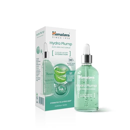 Himalaya Hydra Plump Aloe Vera Face Serum 30 ml | with 2% Hyaluronic Acid & Aloe Vera | Hydrates 10 Layers Deep | 72 Hour Hydration | Clinically Tested Hydrating Serum for Dewy Bouncy skin Rs. 299 - Amazon