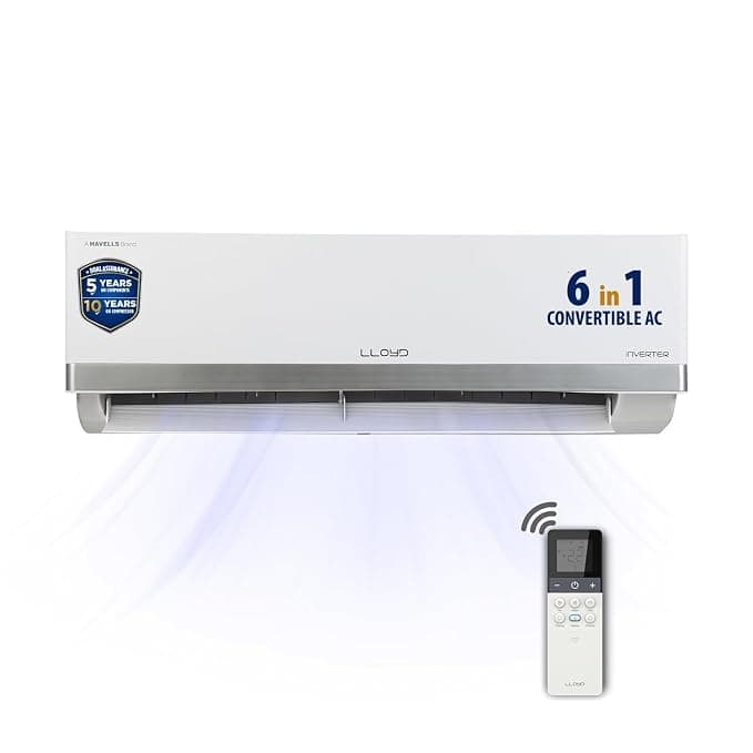 [Axis Bank CC EMI ] Lloyd 1.5 Ton 3 Star Inverter Split AC (6 in 1 Convertible, Cools Up To 52°C, Clean Filter Indication, Smart 4 Way Swing, White with Silver Deco Strip, GLS18I3KOESR) Rs. 31678 - Amazon