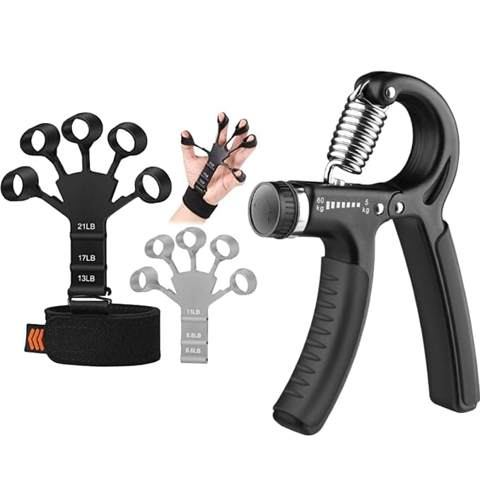 SKYCELL Adjustable Finger & Hand Gripper Combo Strengthen Fingers, Hands, and Forearms with Customizable Resistance for Fitness Rs. 227 - Amazon