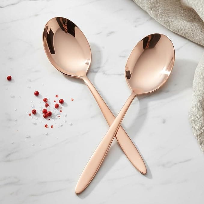 [Apply 30% Coupon] Rosegold Serving Spoon Set of 2 | 4mm Thickness, 304 Food Grade Stainless Steel, Dishwasher Safe | Elegant Serving Spoons for Dining & Gifting Rs. 175 - Amazon