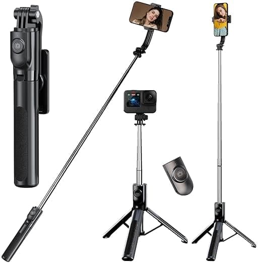 [Apply 2% Coupon] WeCool S2-Ultra Selfie Stick Tripod, 7sec Telescopic Pole with 45inc/115cm extendable Selfie Stick, Wireless Bluetooth Remote for Photoshoot & Vlogging, Compatible with iPhone & Android Rs. 448 - Amazon