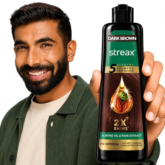 Streax Shampoo Hair Colour Dark Brown, 160 ml Pump Pack | Instant Black Hair Color Shampoo for grey coverage in 5 minutes, Ammonia Free Long Lasting Formula for Men & Women Rs. 249 - Amazon