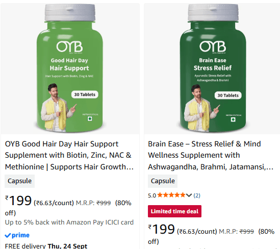 OYB Good Healt Suppliments upto 80% off starting From Rs.199 @ amazon