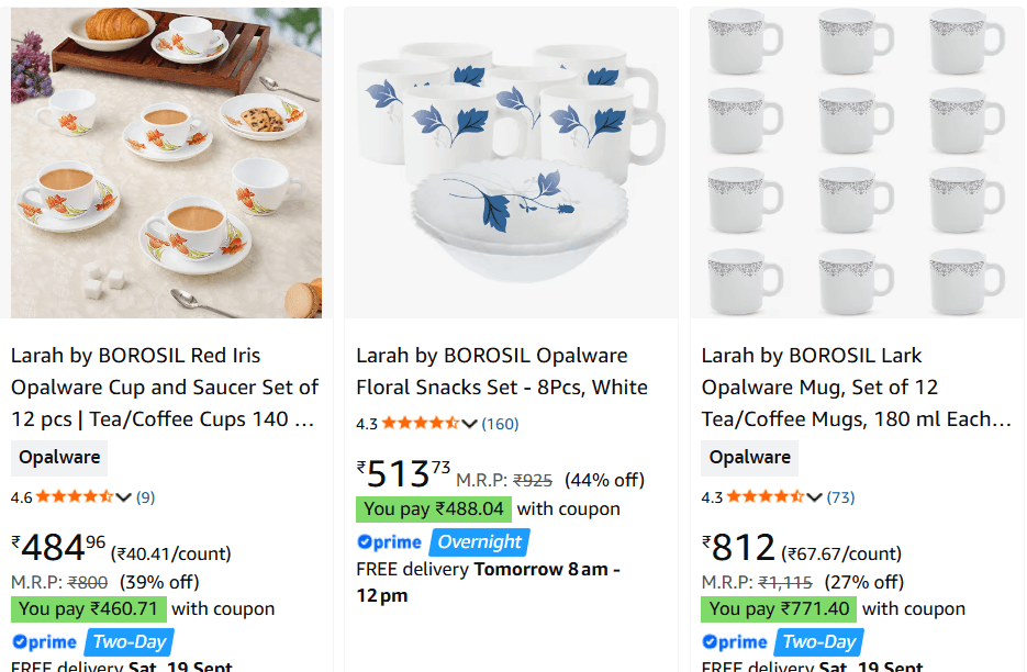 [Apply Coupon] Larah by Borosil Dinner Set upto 99% off starting From Rs.484 @ amazon