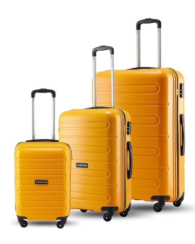 SNITCH Loop 3Pc Set Yellow Polypropylene Hard Travel Suitcase - Suitcase for Travel Set of 3 & Luggage with 4 Wheels, Secure Lock & Free Shoe Bag Rs. 3829 - Amazon