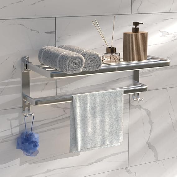Lifelong Bathroom Shelf for Storage | Wall Mounted Washroom Rack with Hook | Double Layer Multipurpose | Strong and Durable | Rust & Scratch Proof -Accessories (LLBATR04, Chrome) Rs. 575 - Amazon