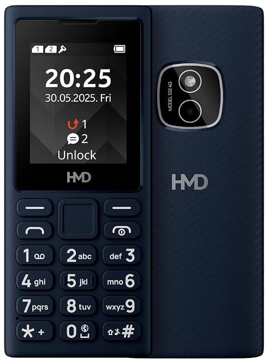 HMD 102 4G | Dual Sim Keypad Mobile Phone with Cloud Phone Apps Supports YouTube, YouTube Shorts, Facebook & Much More | Type C Fast Charging | Rear Camera | 1-Year Replacement Guarantee | Dark Blue Rs. 2149 - Amazon