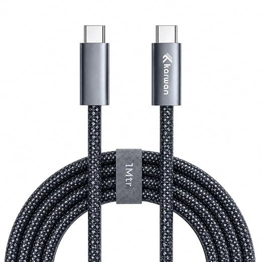 [Apply 3% Coupon] KARWAN 100W Original USB Type C to Type C Cable [2Yrs Warranty] 5A Nylon Braided PD-3.1 Fast Charging & Data Sync Cable with E-Marker Chip for Laptops,Macbook,Tablet,iPhone,Android Smartphone & More Rs. 290 - Amazon