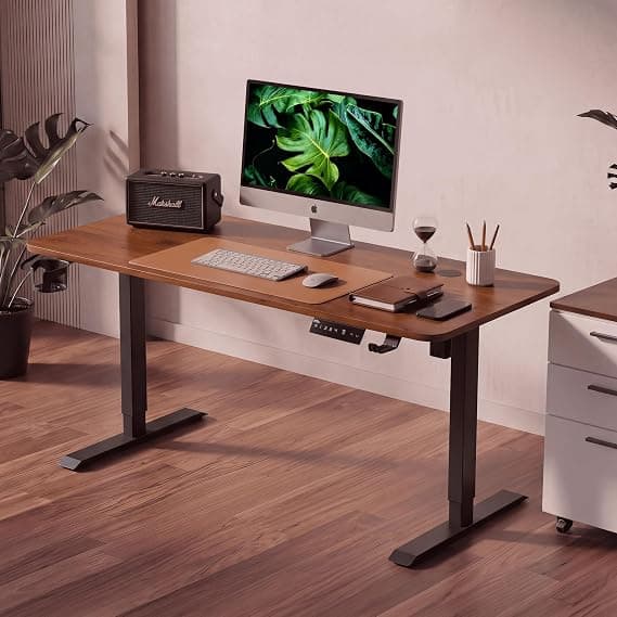 [Apply 3% Coupon] V ONE Electric Standing Desk with One-Piece Solid Top | Heavy Duty Height Adjustable Computer Desk | 3 Memory Preset | 5 Year Warranty | for Home Office (Grenade Pine, 100 * 60 CM) Rs. 10660 - Amazon