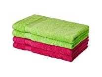 Amazon Brand - Solimo 100% Cotton 4 Piece Hand Towel Set, 500 GSM (Spring Green and Paradise Pink) Rs. 399 - Amazon