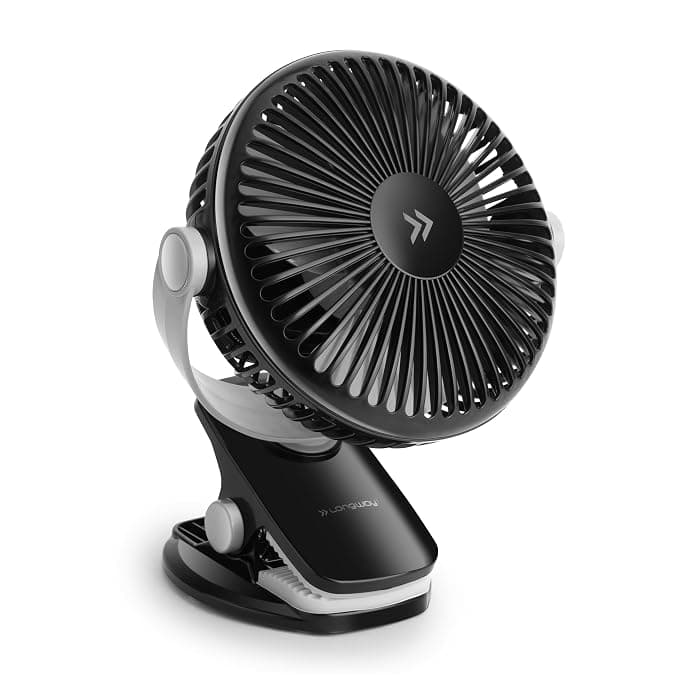 LONGWAY Clipzy Portable Rechargeable Clip Fan with 360° Rotation | 3 Speed Control | BLDC Motor | Type-C Charging | Silent Operation Table Fan for Home, Office & Travel | 1 Year Warranty (Black) Rs. 799 - Amazon