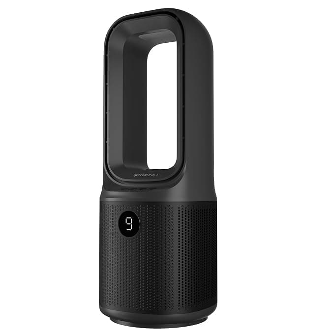 [HDFC CC] ZEBRONICS Heat Buster 1500 BLDC Desktop Fan, 3000 RPM, Up to 8h Backup, 9 Speed Modes, Bladeless Design, Quiet Operation, 3-Step Ambient Lighting, 3500mAh Battery, LED Display, Type-C (Dark Grey) Rs. 2520 - Amazon