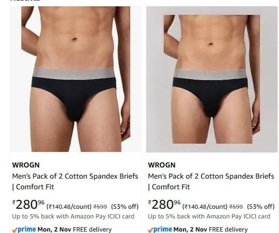 WROGN Men's Underwear Briefs upto 50% off starting From Rs.280 @ amazon
