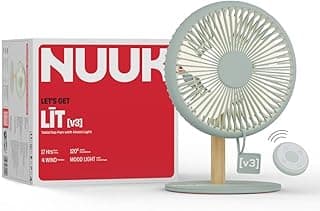 NUUK LĪT v3 | Rechargeable Table Fan | 3 Mood Lights | 6000mAh Battery | Up to 17H Runtime | Magnetic Remote | Ultra-Silent BLDC Motor | 120° Auto Oscillation | Type-C Charging