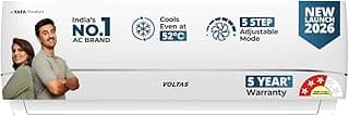 Voltas 1.5 ton 3 star,New star rated, Rating Inverter Split AC (Copper, Convertible 5-in-1 Cooling Mode, 2-Way Air Swing, Anti-dust Filter with Anti Microbial Coating, Auto Clean (183INV CAV, White)