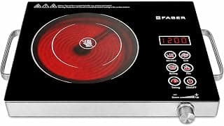 Faber 2200W Infrared Cooktop Stove with Grill Rack for Barbecue| Crystal Glass Plate| Digital Display| 3 Preset Cooking Modes| Touch Control| Infrared Hot Plate| FIP EMBER PRO22 INFRARED