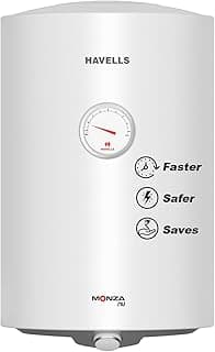 Havells All New Monza Nu 50L 5 Star Storage Water Heater(Geyser)|Faster Heating|safe to use|Saves electricity|Glass Coated Anti Rust Tank| Temp. setting knob|7 Yr. Tank Warranty| Made In India