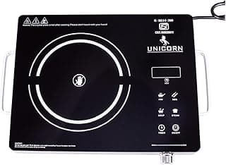 Unicorn Crystal 22 Infrared Induction Cooktop – 2000W, Temperature Control, Touch Panel, High Energy Efficient, Strong Handle, Compatible with all Cookwares (Black)