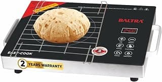 BALTRA Easycook Infrared Induction Cooktop 2400W with Grill Rack, Infrared Glass Top, Digital Touch Control, Auto-Off Safety, 3 Cooking Modes, Infrared Hot Plate, Works with All Cookware