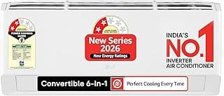 LG Essential Series, 0.8 Ton 2 Star,New star rated, Smart Inverter Split AC (Copper, Convertible 6-in-1 Cooling, Faster Cooling & Energy Saving, HD Filter with AntiVirus Protection, AS-Q11KNVE, White)