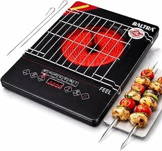 BALTRA 2200W Infrared Cooktop Stove with Steel Grill Rack Touch Control | Radiant Feel Infrared Induction Glass Cooktop Auto Shut Off & Overheat Protection, Multi Power Level Function, Digital Display