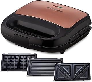 Morphy Richards 3 In 1 750 Watt Sandwich Maker|Toast, Waffle and Grill| Anti Skid Feet|Easy Vertical Storage|Detachable Plate with Swiss Non Stick Coating| 2 Year Product Warranty, Multicolor