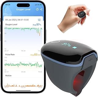 Wellue O2Ring Wearable Sleep Monitor - Bluetooth Health Tracker with Free APP & PC Report