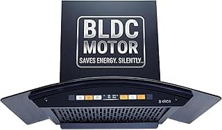 Elica 75cm 1600 m3/hr BLDC Filterless Autoclean Curved Glass Kitchen Chimney|15 Yrs Motor&5 Yrs Comprehensive Warr|Black|9 Speed Orange Touch Panel+Motion Sensor|WD SMART BLDC FL 750 HAC LTW MS NERO