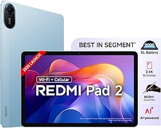 Redmi Pad 2 Wi-Fi + Cellular, Active Pen Support, 27.94cm(11") Model, 2.5K Sharp & Clear Display, 6GB, 128GB, All Day & More 9000mAh Battery, AI-Enabled, Dolby Atmos, HyperOS 2, Sky Blue