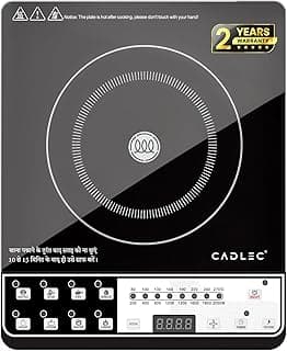 Cadlec CookEase 2000W Induction Cooktop | 8 Cooking Modes, Auto Shut-Off, Over-Heat Protection, LED Display, BIS Approved, 2-Year Warranty | Black