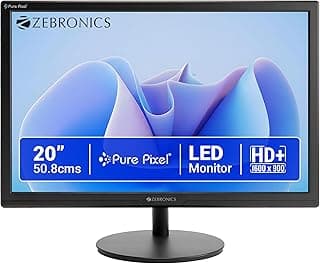 ZEBRONICS LED Monitor, 20 inch, HD+ 1600×900, 16:9 Aspect Ratio, 16.7M Colors, HDMI & VGA, Wall Mountable (EV20)