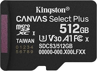 Kingston Canvas Select Plus MicroSD Memory Card 512GB micSDXC Gen3 150R A1 SD Adapter Not Included - SDCS3/512GBSP