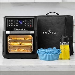 SOLARA 12L Air Fryer Oven Signature Combo with 9 Accessories, 500ml 2-in-1 Glass Oil Sprayer & 6 Reusable Silicone Basket Liners with Cover Bag, 12 Preset Menus, BPA-Free, Air Fryer Accessories