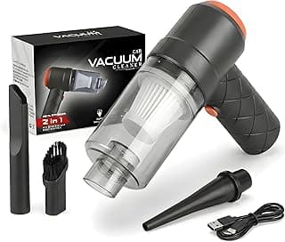 andrew james Portable Mini Car Vacuum Cleaner with Blower | Wireless Handheld Vacuum Cleaner for Car Use | HEPA Filter, Reusable Filter, USB Rechargeable | Car, Home, Keyboard & Desk Cleaning
