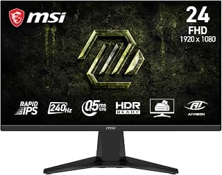 MSI MAG 245F X24 24-Inch Gaming Monitor, 1920x1080 FHD, Rapid IPS, 240Hz, 0.5ms, HDR Ready, AMD FreeSync™ Premium, Eye Care, AI Vision, HDMI 2.0b, DP 1.2a, Frame-Less, Vesa Mount, Black